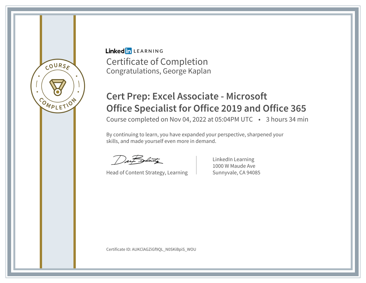 Cert Prep: Excel Associate - Microsoft Office Specialist for Office 2019 and Office 365